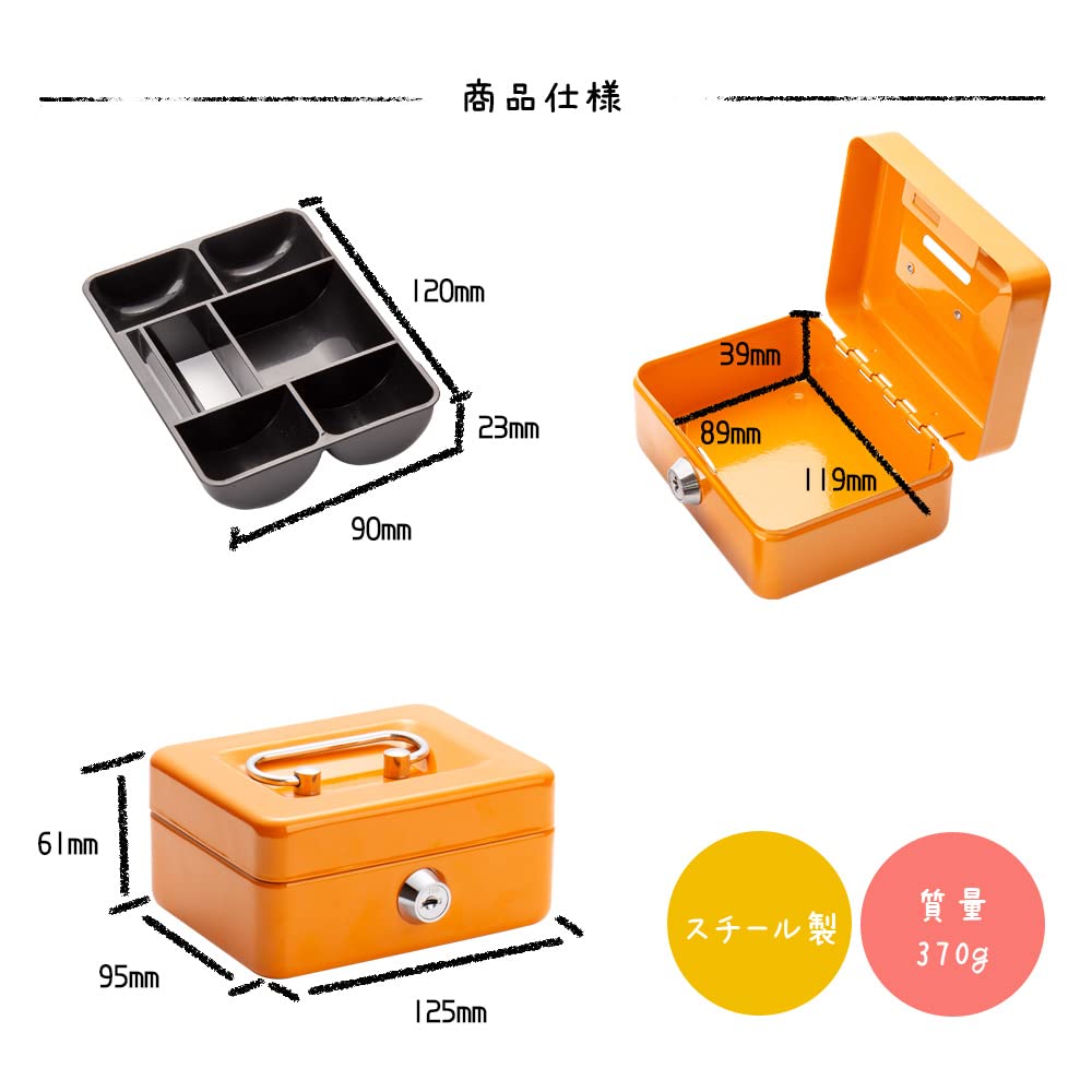 Hachibanya Mini Safe, Handheld Safe, Piggy Bank, CASH MATE, Key Included, Home Use, Children, A7 Blue