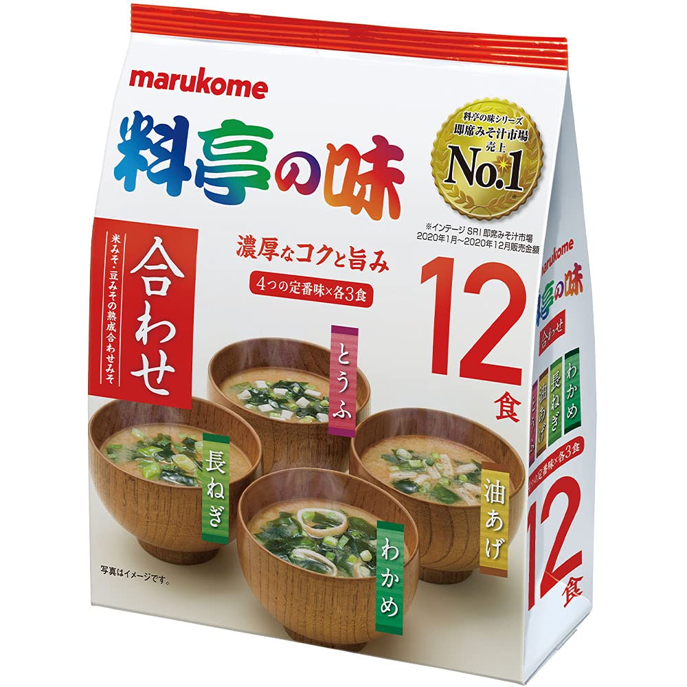 Marukome Value Restaurant Flavor Miso Soup 4 Flavors to Choose from 12 Meals x 12 Pieces Set