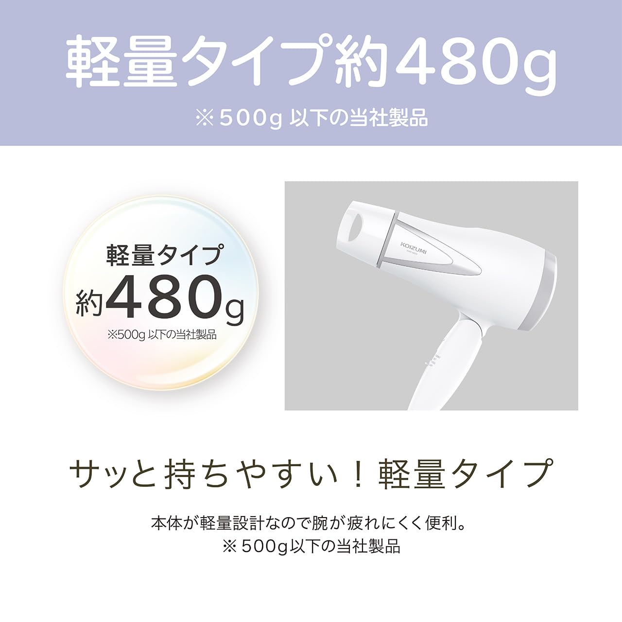 Koizumi Hair Dryer Large Air Volume Negative Ion Lightweight White KHD-9820/W
