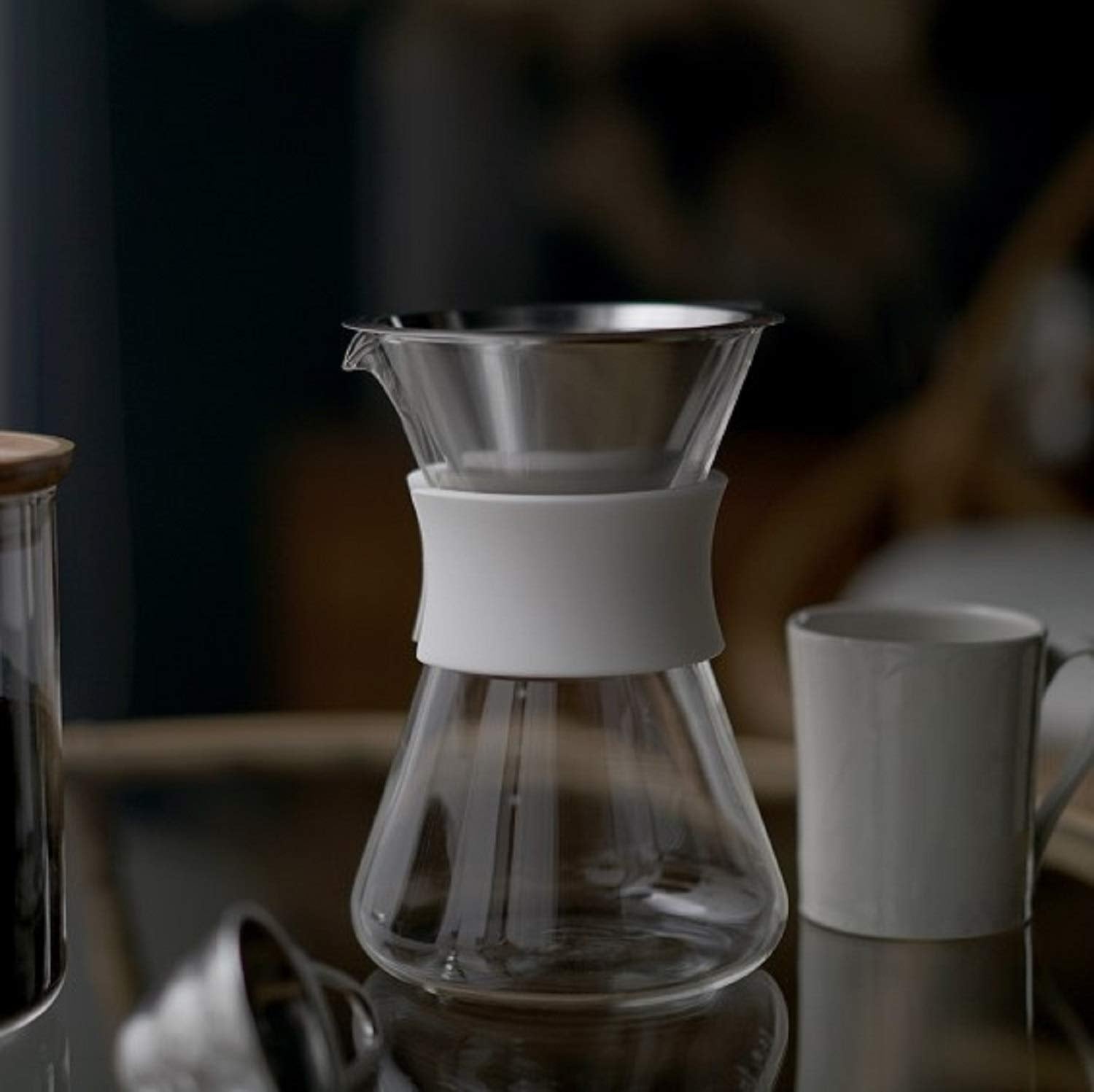 HARIO Glass Coffee Maker Practical 400ml White Dripper Decanter Set with Band S-GCM-40-W