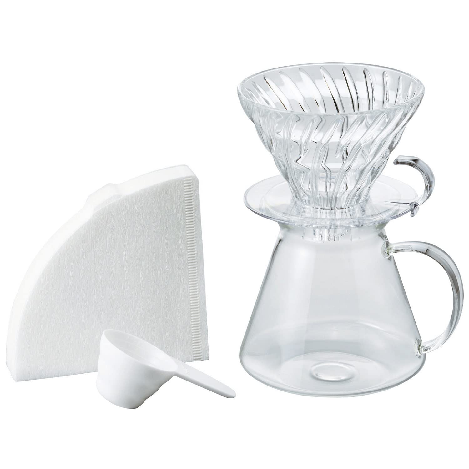 HARIO V60 Glass Brewing Kit Practical Capacity 600ml Server for 1~4 Cups Transparent JapanMade by S-VGBK-02-T