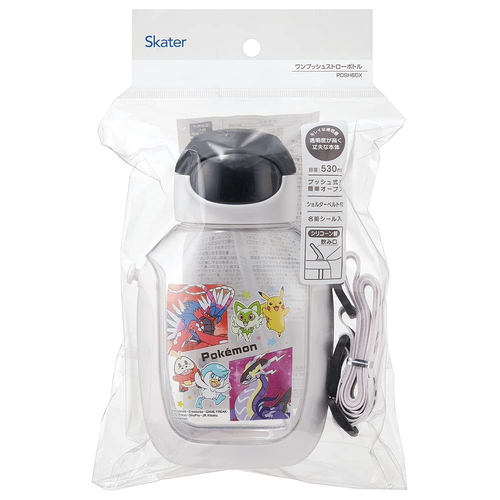 스케이터 (Skater) 물통 빨대 포함 530ml 포켓 몬스터 23N 빨대 물통 원 푸시 어린이용 PDSH6DX-A