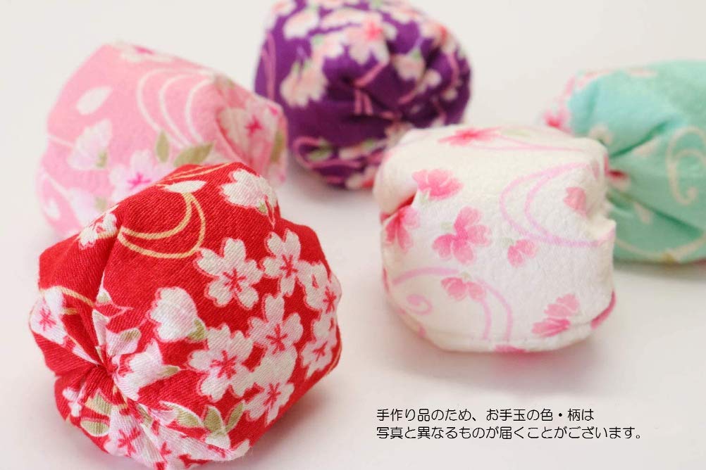 Matsumi Kogei Made in Japan Beanbags in Round Plastic Case, Cherry Blossom Pattern, 5 Pieces, Japanese Pattern