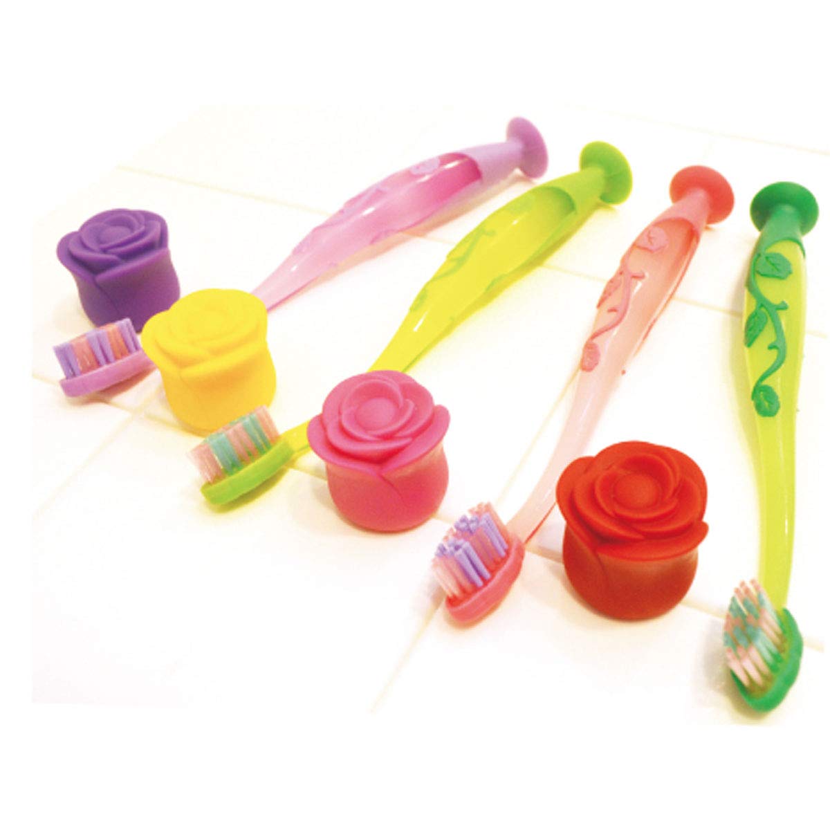 Flores Rose Toothbrush with Suction Cup Sweet Pink