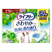 라이프리 【소변 누락 패드 270 ㏄】 상쾌한 패드 여성용 특히 많을 때도 장시간 안심용 24장 34 cm