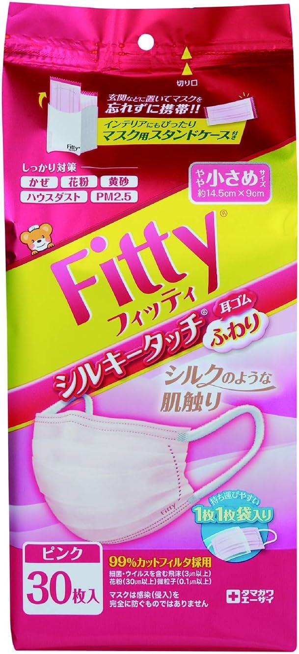 (PM2.5 대응) 피티 실키 터치 귀 고무 푹신 30 매입 약간 작은 사이즈 핑크