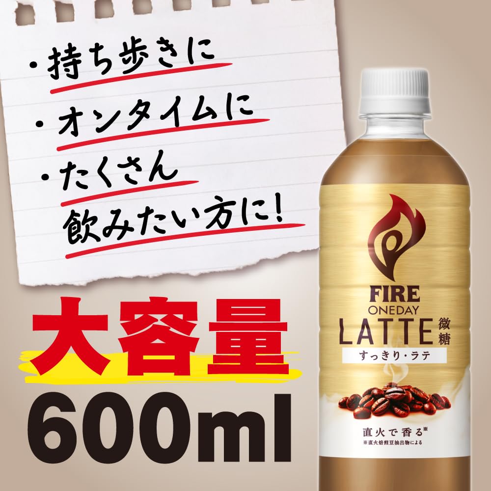 Cà phê đường nhẹ Fire Kirin One Day Latte 600ml 24 chai Chai PET