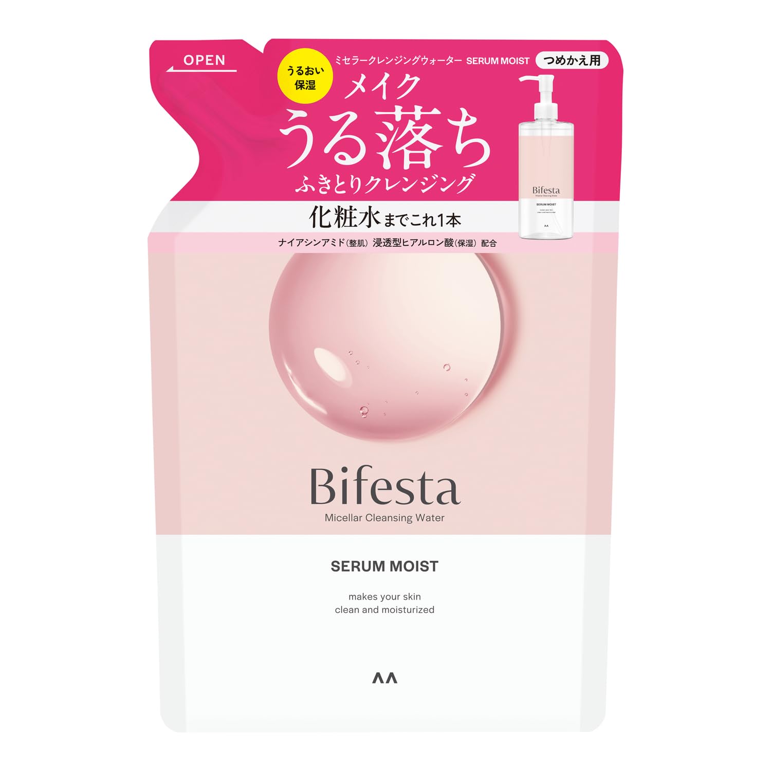 Bifesta Micellar Cleansing Water Moist Refill Wipe Type Moisturizing Lotion Derived Oil Free Unscented 360ml