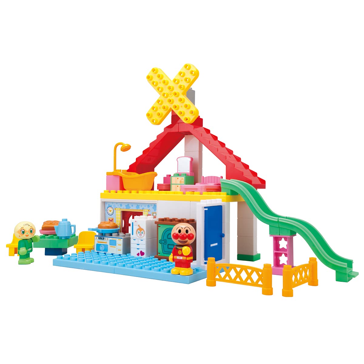 [BANDAI] BlockLabo Block Lab Anpanman Bakery and Slide Home Block Bucket Recommended for ages 3 and up