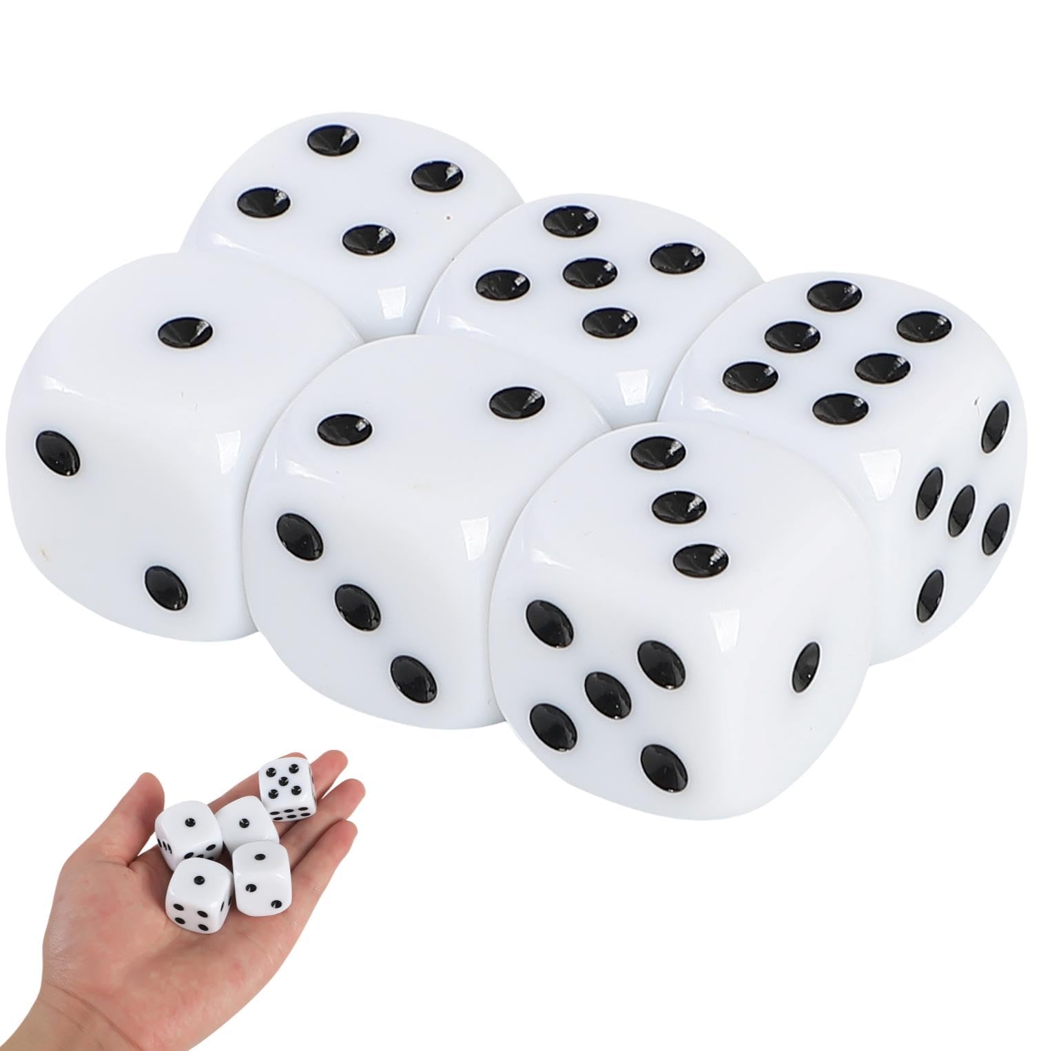 fogman large dice jumbo dice 25mm size set of 6 (white)