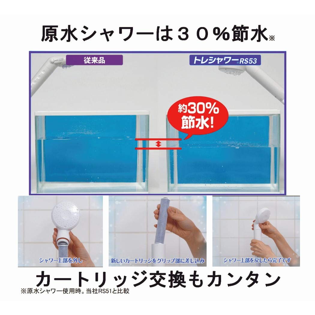 도레이 트레비노 정수 샤워 헤드 (염소 제거/30% 절수) 일본 아토피 협회 추천품 정수/원수 전환 일본제 RS53 트레 샤워