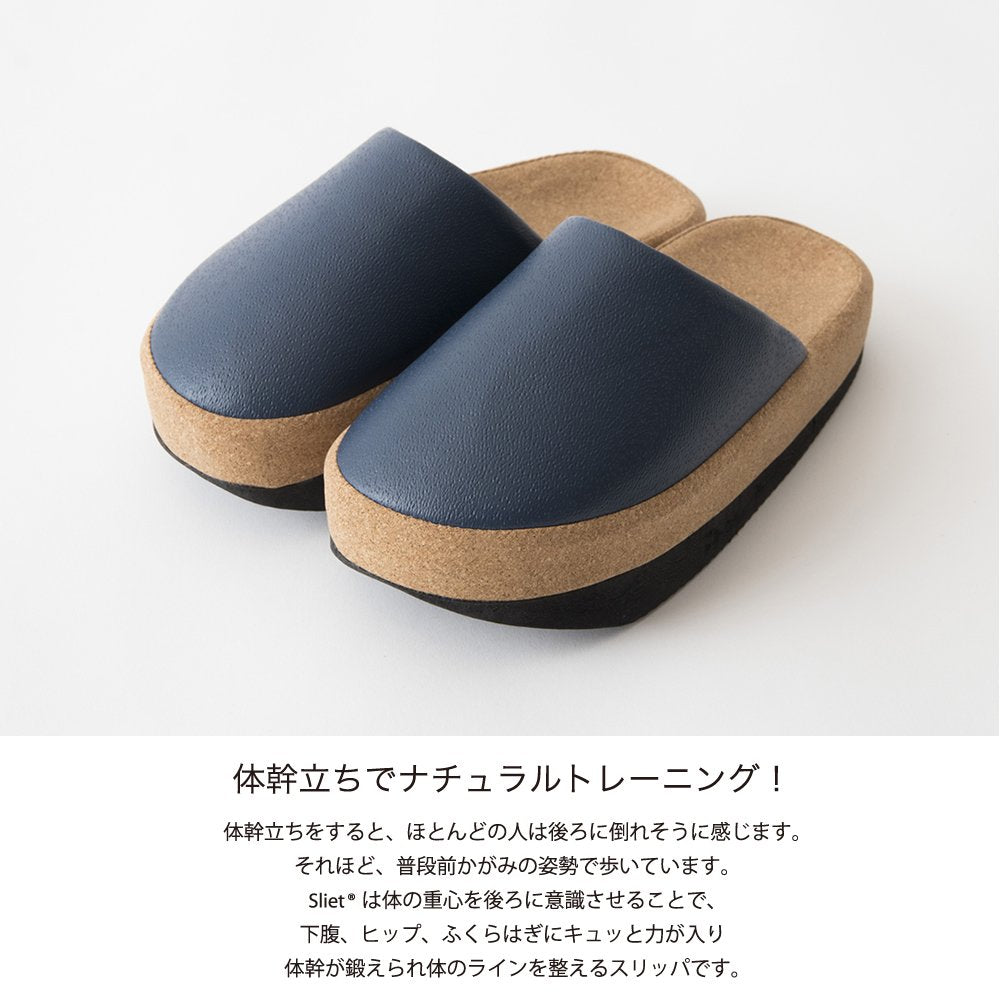 Alfax Core Training Slippers, Indoors, Women's, Slippers to Adjust Your Core, Sliet, Blue, 23.0-24.5cm