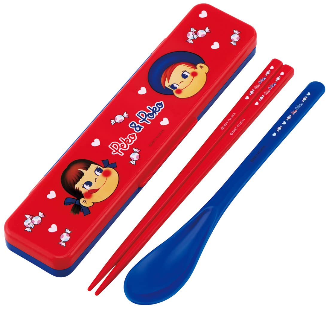 Skater Combi Set Chopsticks Spoon Set 18cm Antibacterial Peko-chan Made in Japan CCS3SAAG-A