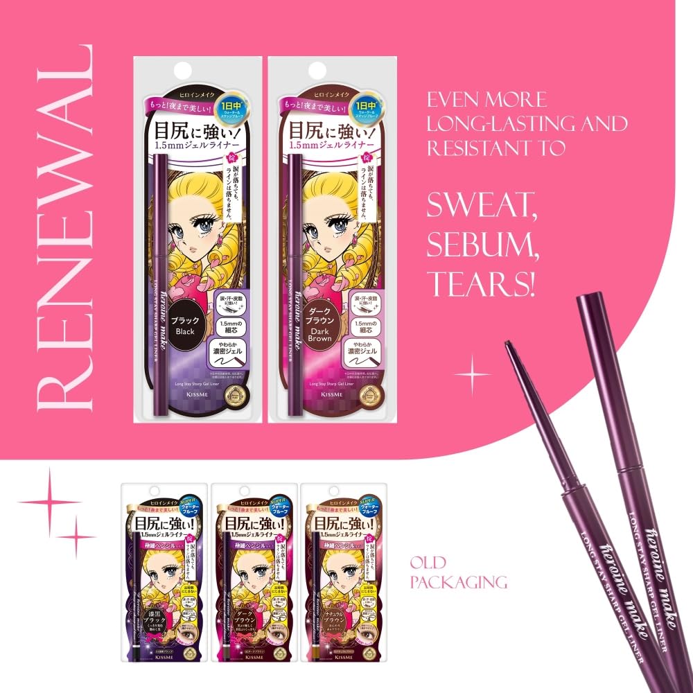 Heroine Make Long Stay Sharp Gel Liner 01 Jet Black 0.07g Dense Gel Liner Waterproof Formula