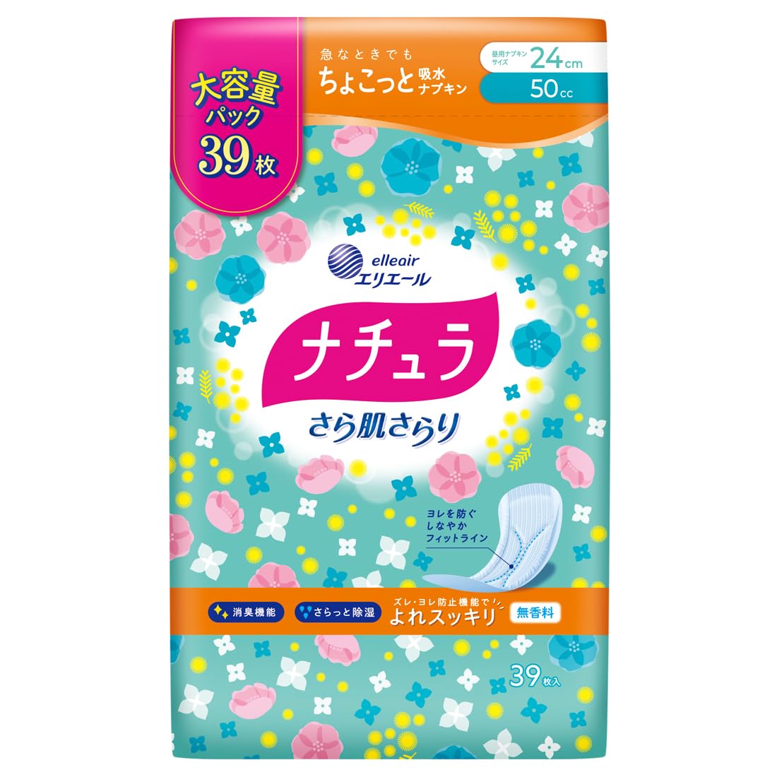 Natura Water Absorbent Napkins 24cm 50cc, Smooth Skin, Smooth Dry, Large Capacity 39 Sheets, Urine Leaking, Water Absorption Care