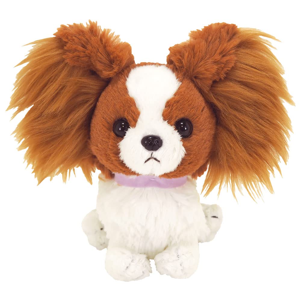 Sun Lemon Paps! Papillon Brown S 15.9×11.3×7.2cm Stuffed Animal Dog P-1992