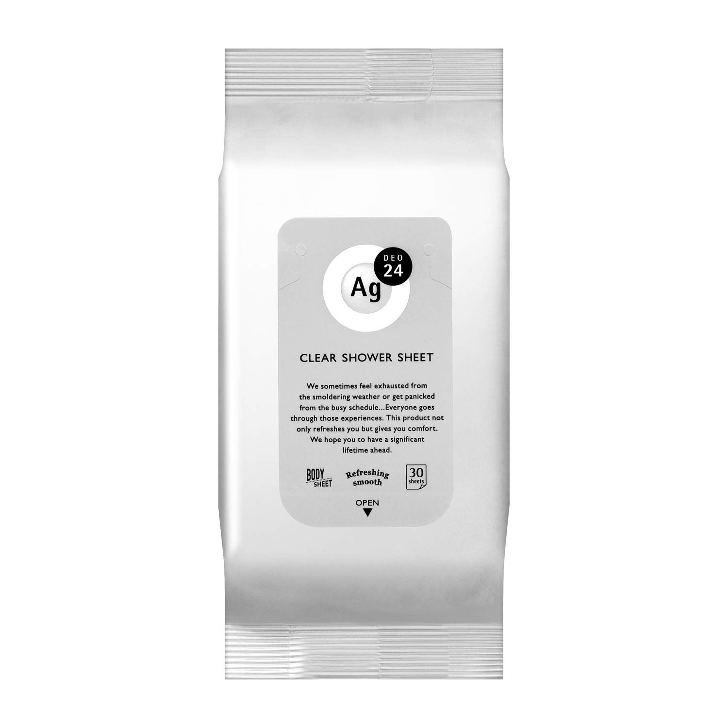 AG24 clear shower sheets unscented 30 sheets