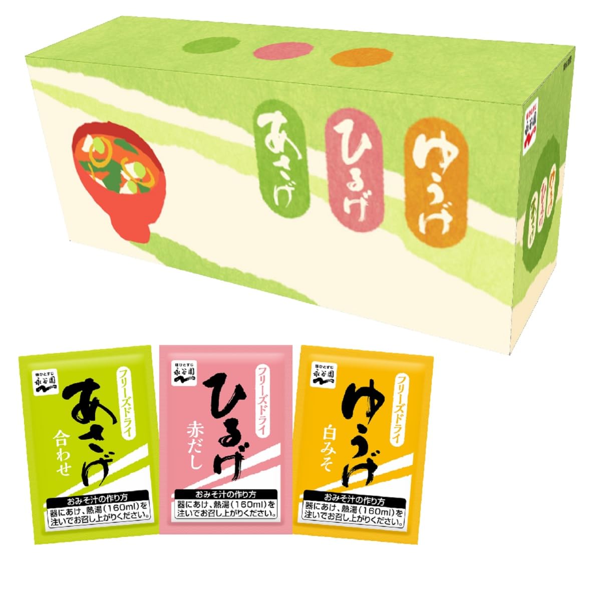 Nagatanien 나가타니엔 아사게・히루게・유게 오미소즙 아소트 BOX(분말 타입) 30식