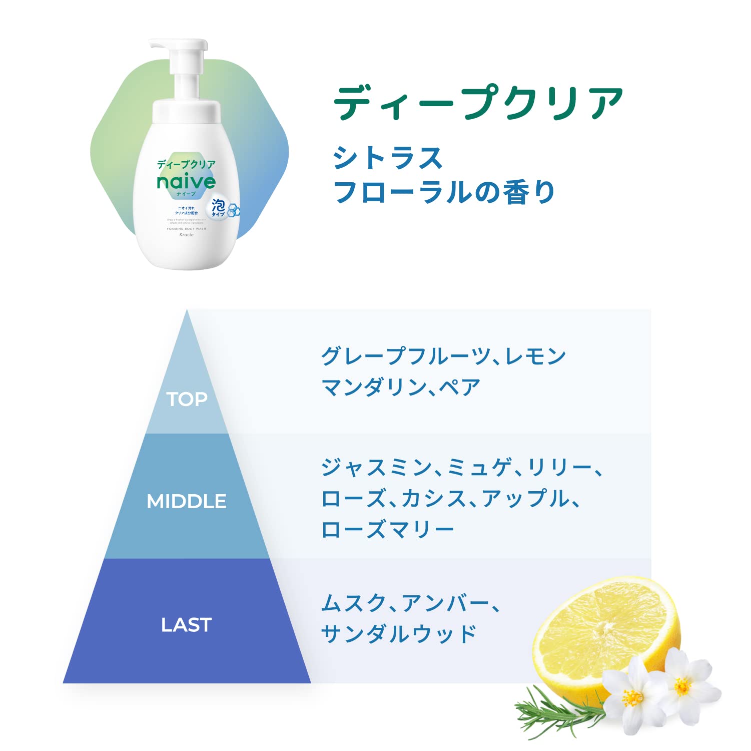 Naive Foaming Body Soap [Deep Clear] Pump 600ml | Body Soap Body Wash Soap Soap Children Kids Baby Soap
