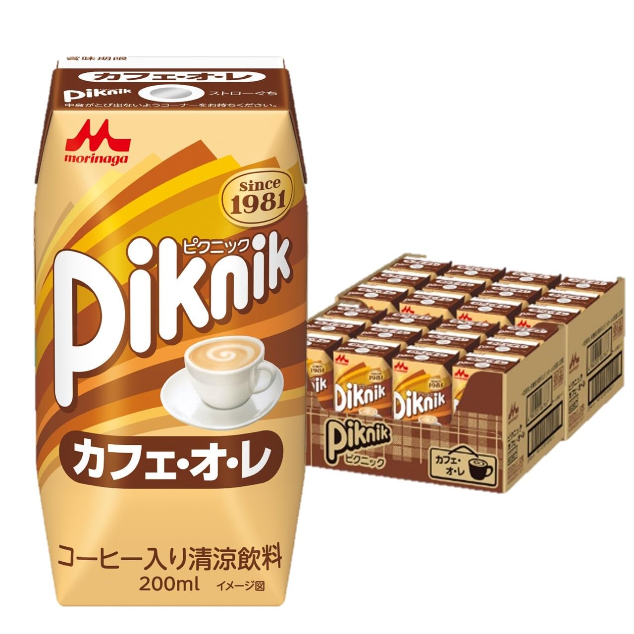 Picnic cafe au lait paper pack 200ml 24 bottles cafe latte drink coffee room temperature storage Morinaga Milk