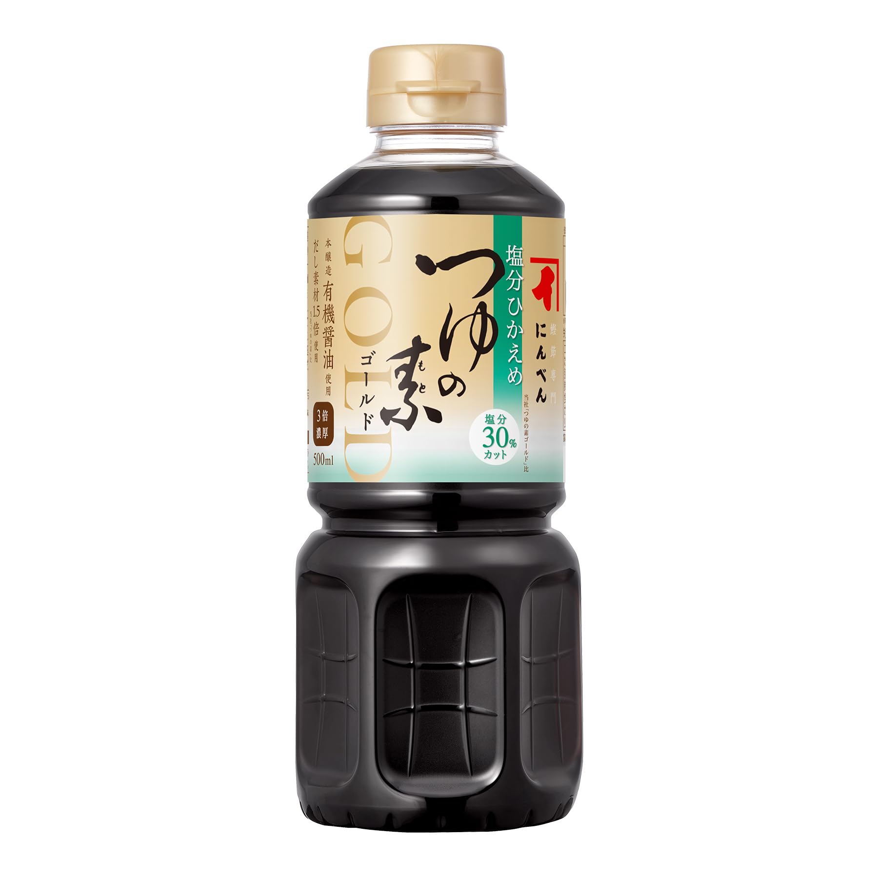 닌텐 염분 히카에메 츠유노모토 골드 500ml(3배 농후) [가다랑어 다시마 다시마 멘트유]