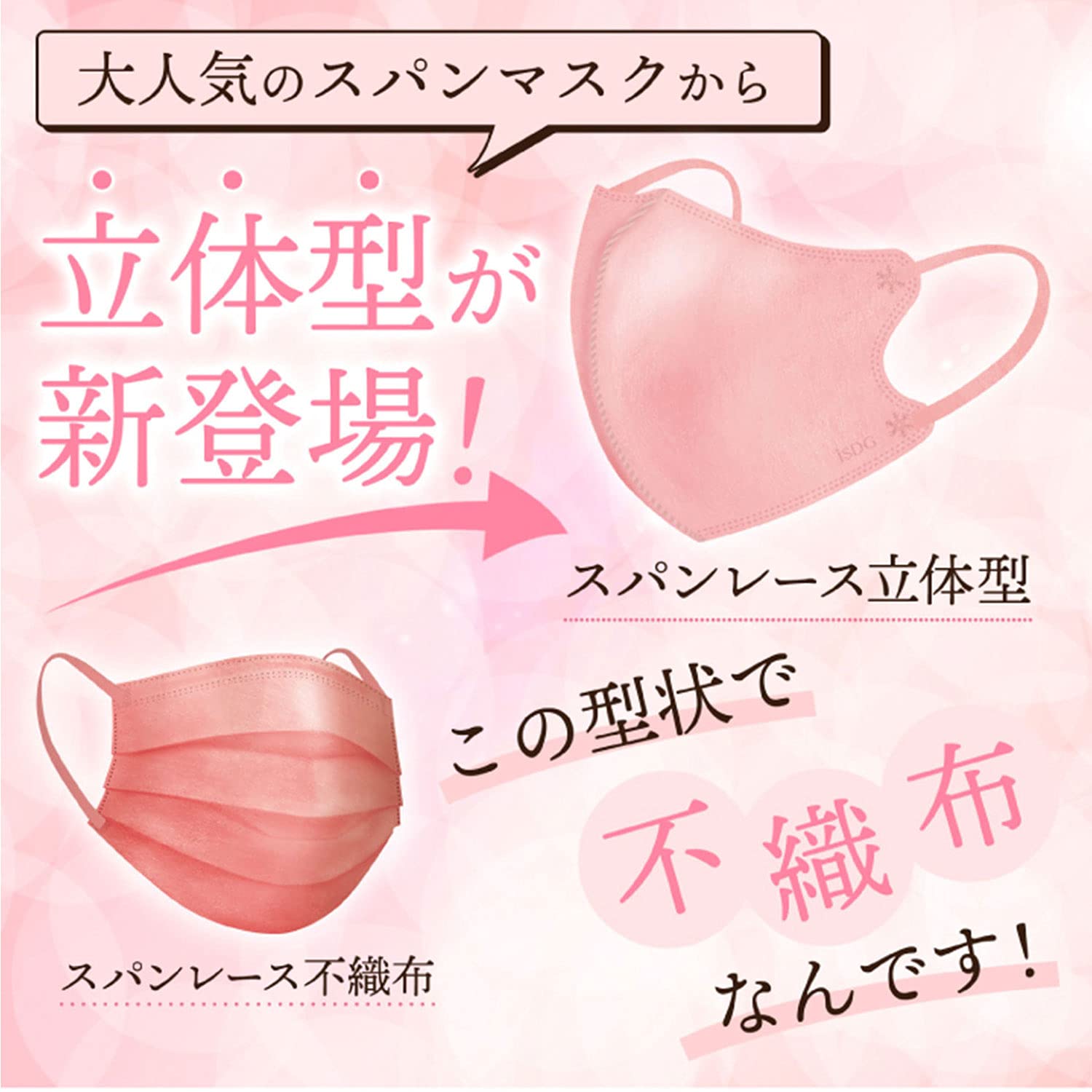iSDG Ishokudogen.com 3D spunlace non-woven color mask SPUN MASK (span mask) individually wrapped 7 pieces Mocha Brown