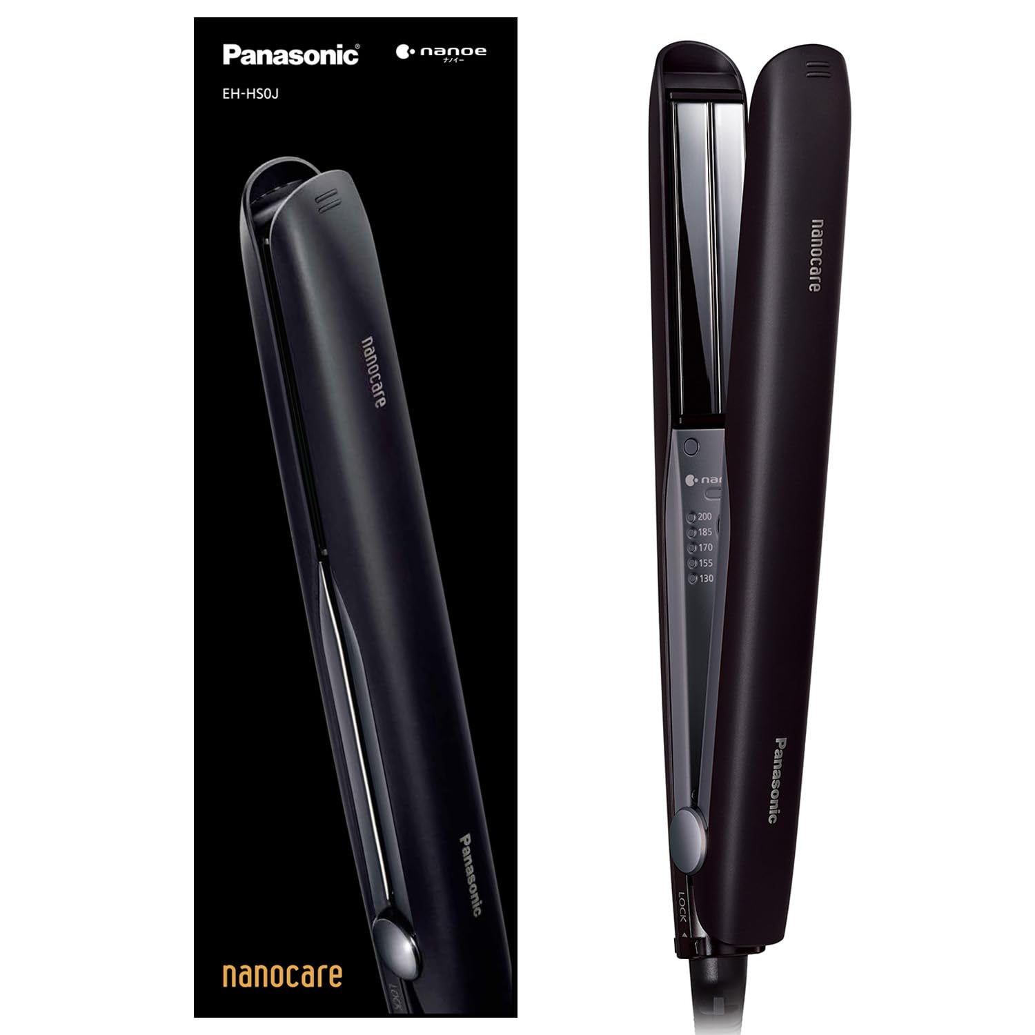 Panasonic Hair Straight Iron Nanocare Smooth Gloss Coating Plus Overseas Compatible EH-HS0J-K Black