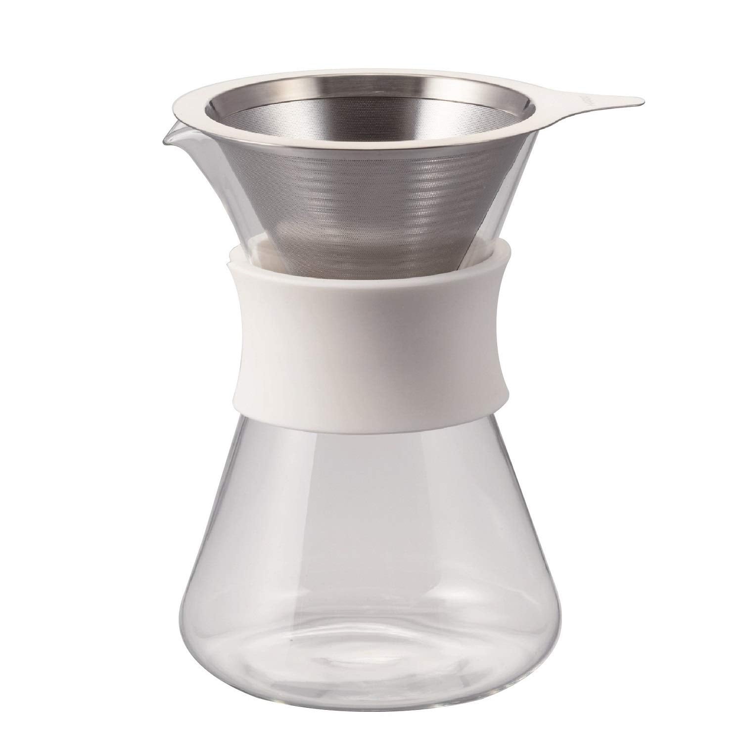 HARIO Glass Coffee Maker Practical 400ml White Dripper Decanter Set with Band S-GCM-40-W