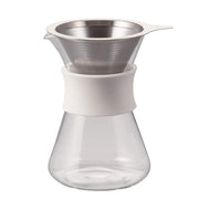 HARIO Glass Coffee Maker Practical 400ml White Dripper Decanter Set with Band S-GCM-40-W