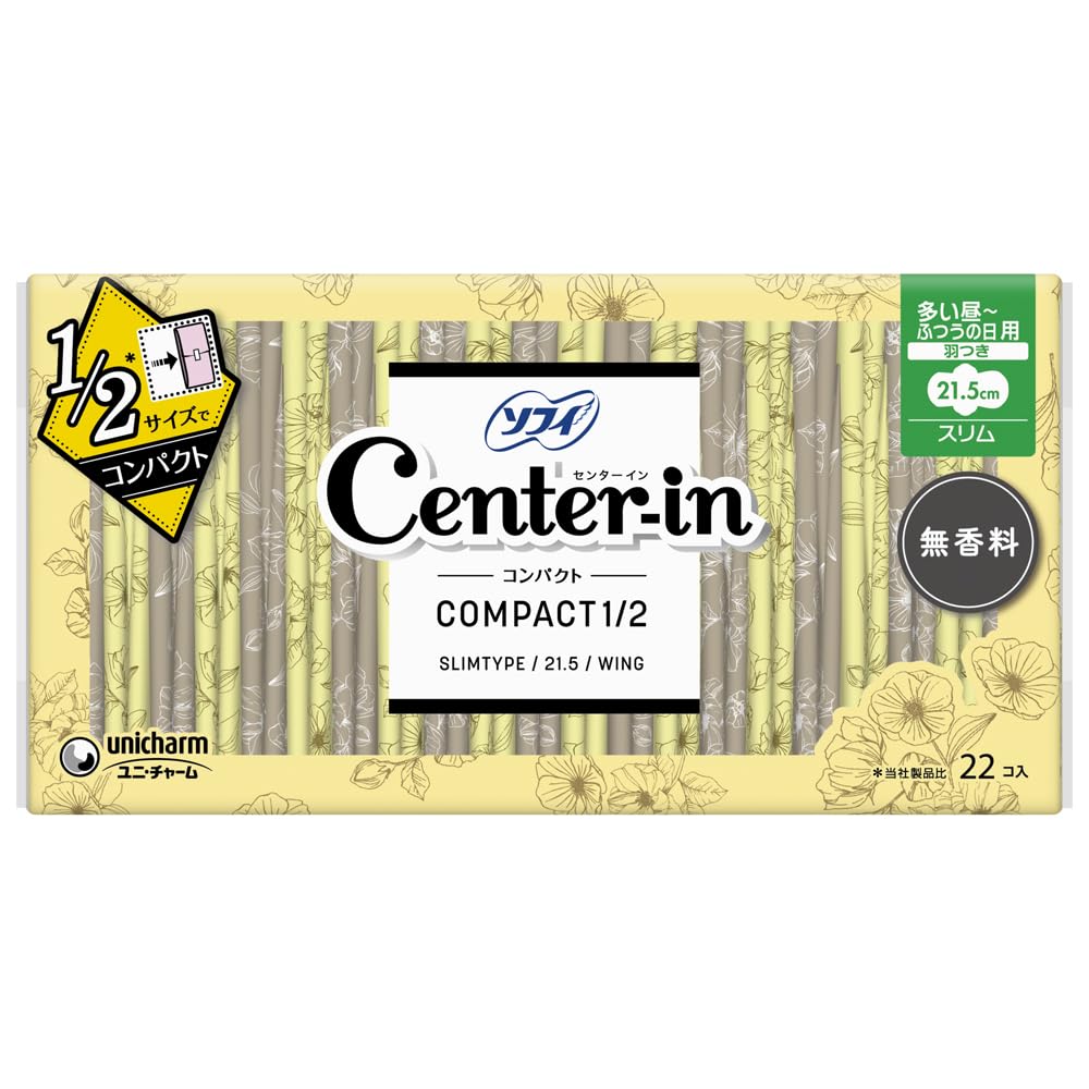 Sofy Center-in Compact 1/2 Unscented Large Daytime Use with Wings 22 Sheets [Sanitary Napkins Slim]
