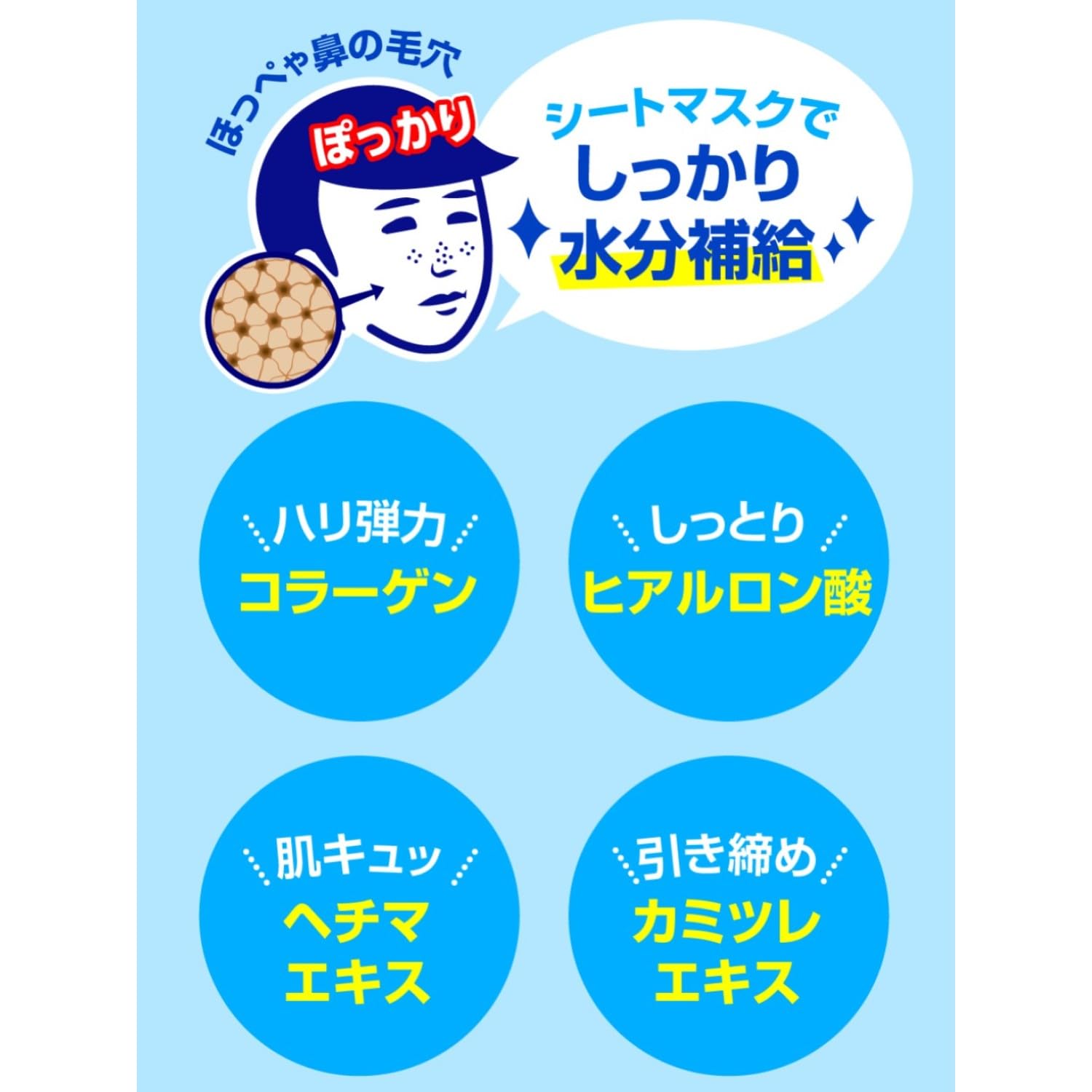 Pore Nadeshiko Boys' Sheet Mask Pore Tightening Men's Face Mask 10 Pieces