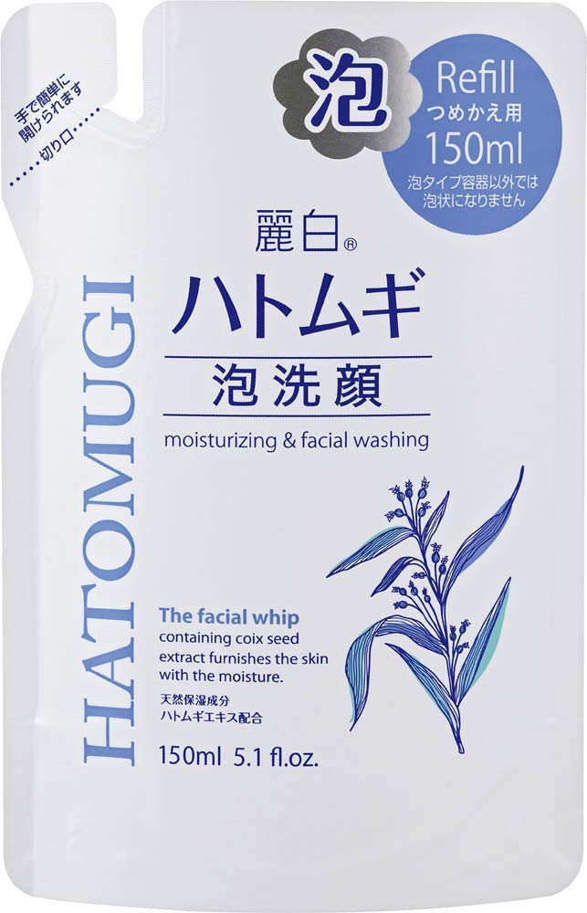 Kumano Yushi Reihaku Hatomugi Foaming Face Wash Refill 150mL 4513574029576 x 4 pieces