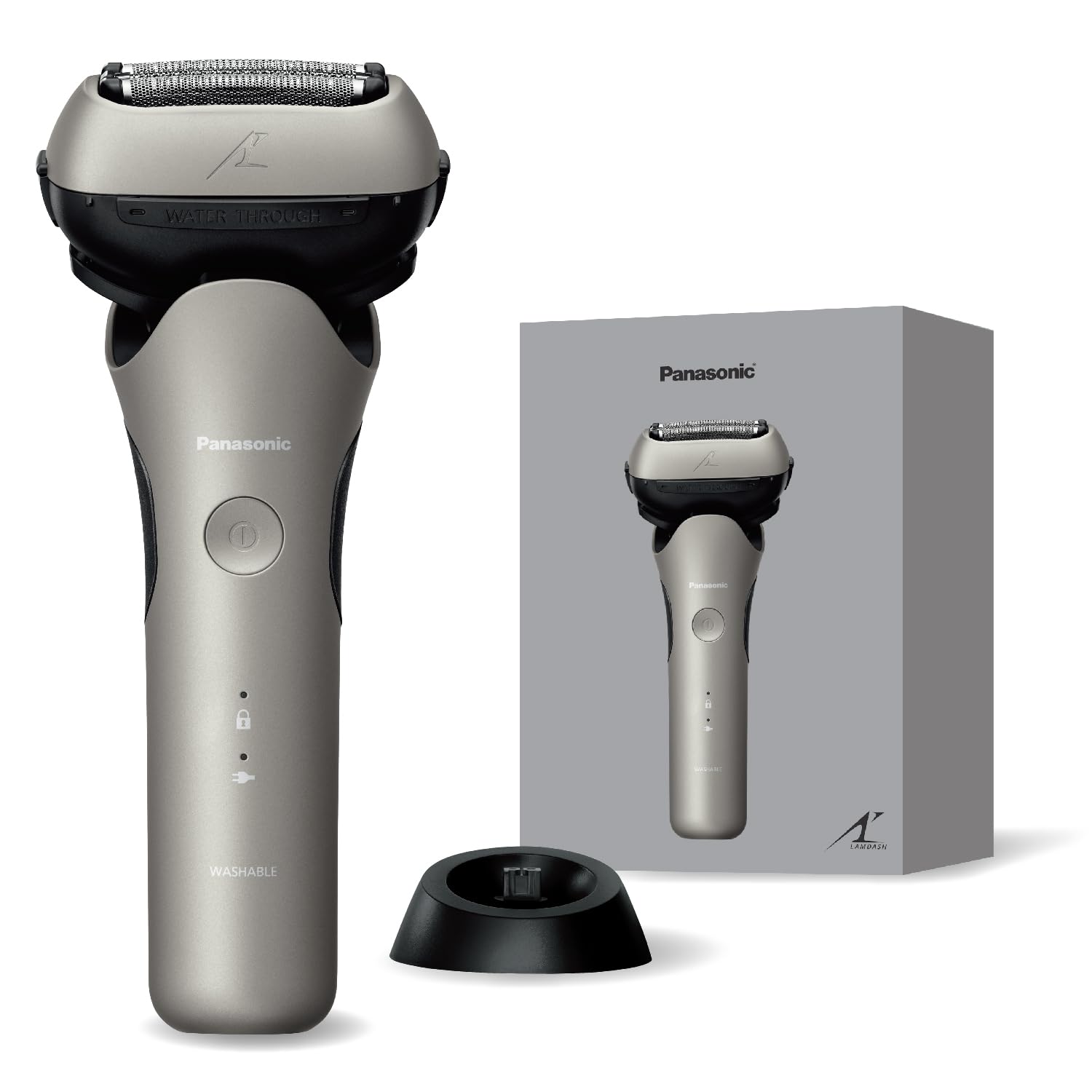 Panasonic Men's Shaver Lamb Dash 3 Blade Electric Razor AC Adapter Charging/Charging Stand Close Contact 3D Head ES-L361D-S Champagne Silver