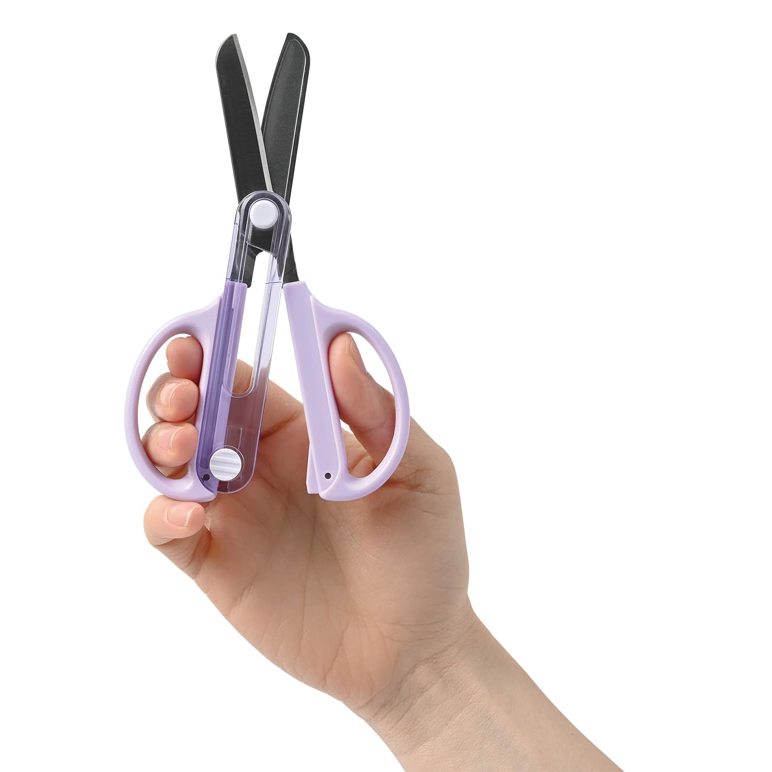 Kutsuwa Scissors, Children's Scissors with Integrated Cap, Purple SS122PU