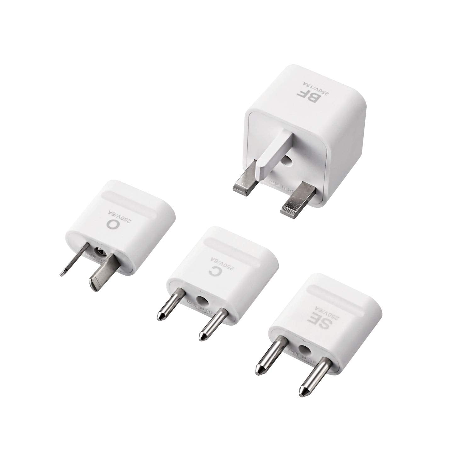 ELECOM Overseas Power Conversion Plug Set of 4 (SE/C/O/BF) Double Safety Design T-HPSETWH White