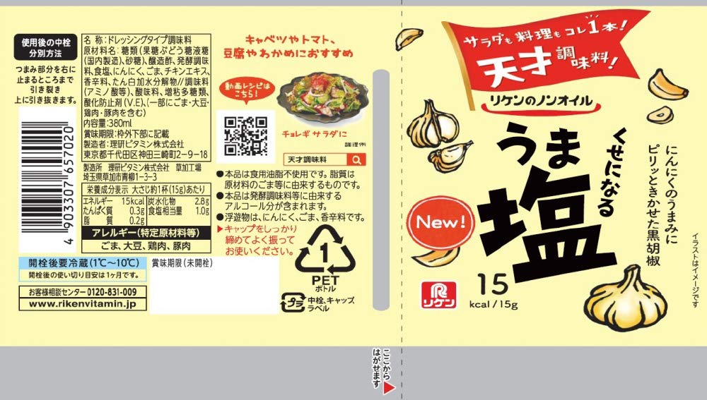 Riken Vitamin Riken's non-oil addictive delicious salt 380ml