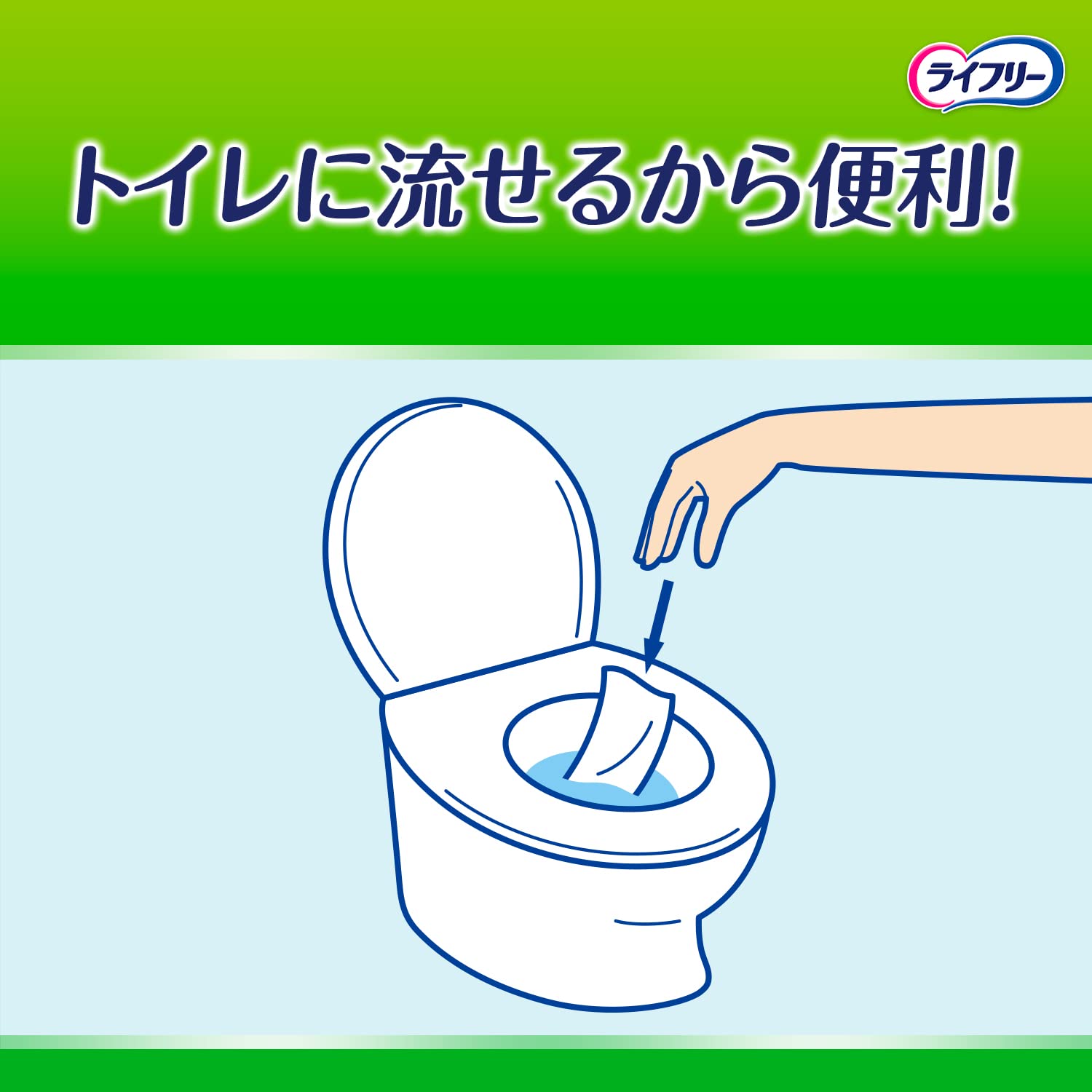 Lifree Easy Wet Wipes, Flushable in the Toilet, 144 Sheets (72 Sheets x 2), Made in Japan, Nursing Care, For Adults, Elderly