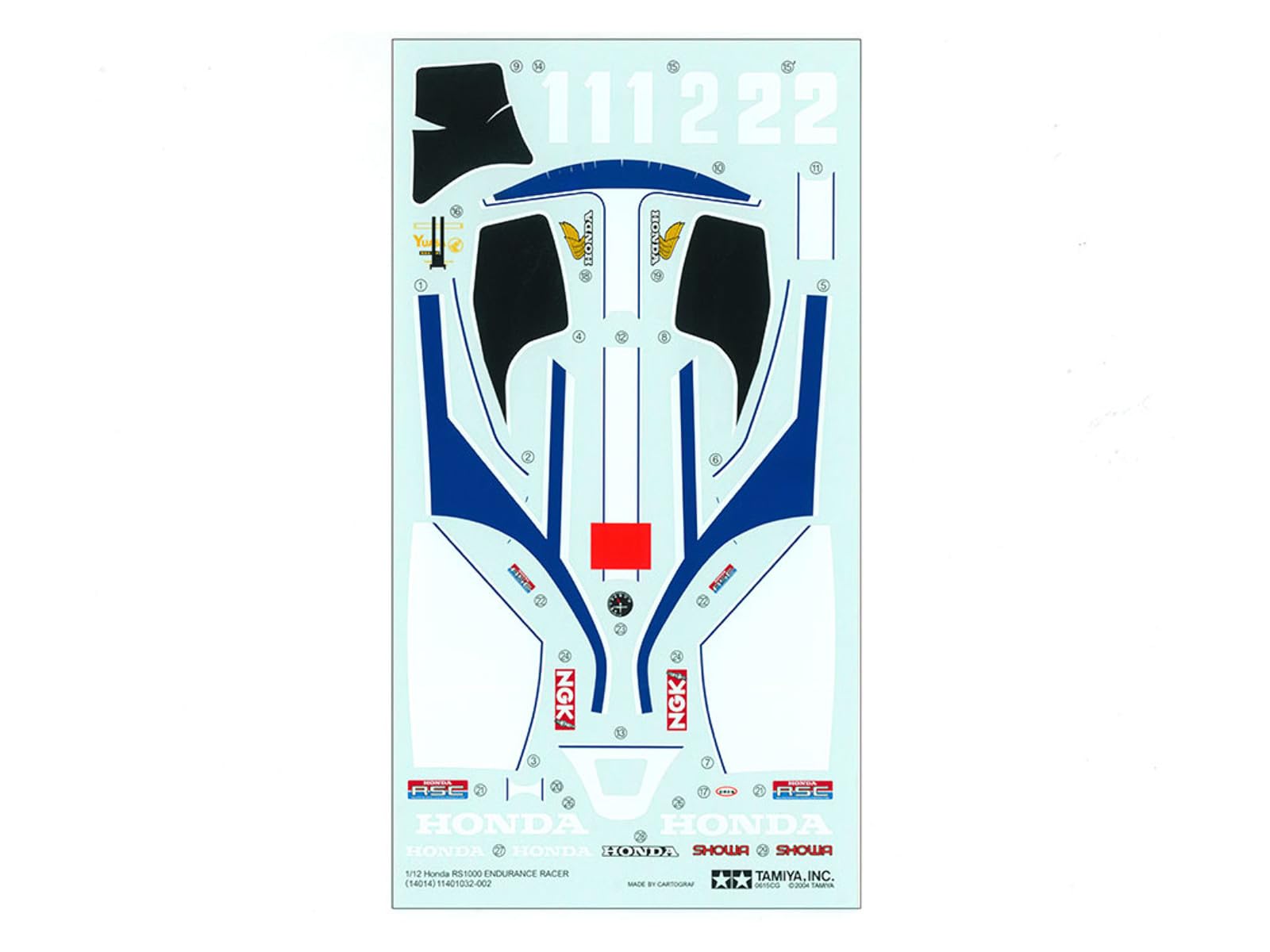 타미야 1/12 오토바이 시리즈 No.14 Honda RS1000 내구 레이서 플라스틱 모델 14014