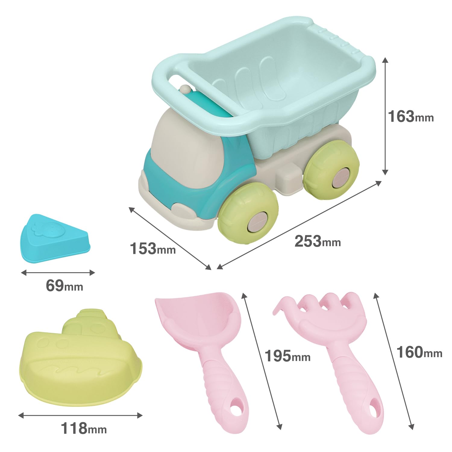 Toy Royal Dump Set (Sandbox Set/Sandbox Play Set) Car Dump Shovel Kumade Sand Mold Boat Sand Mold Cake Sandbox Play Set Pastel Color