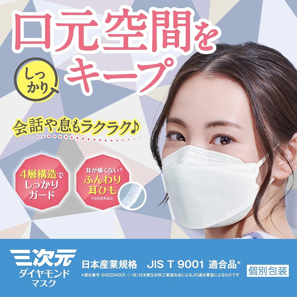 Three-dimensional diamond mask platinum series free size apricot 5 pieces