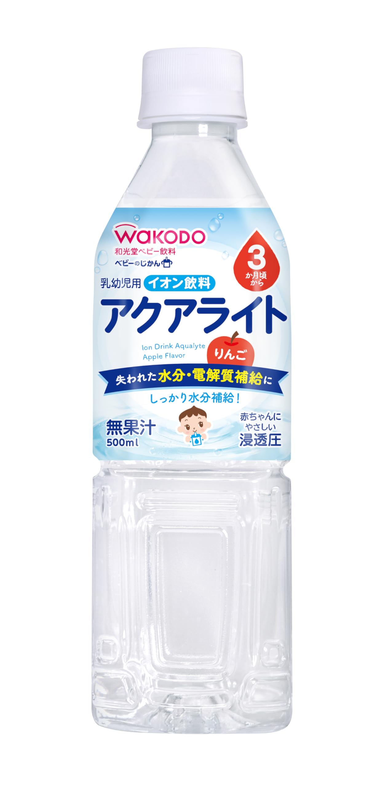 [Wakodo] Baby Jikan Aqualite Apple Hydration 500ml [From around 3 months] Baby-friendly osmotic pressure electrolyte replenishment