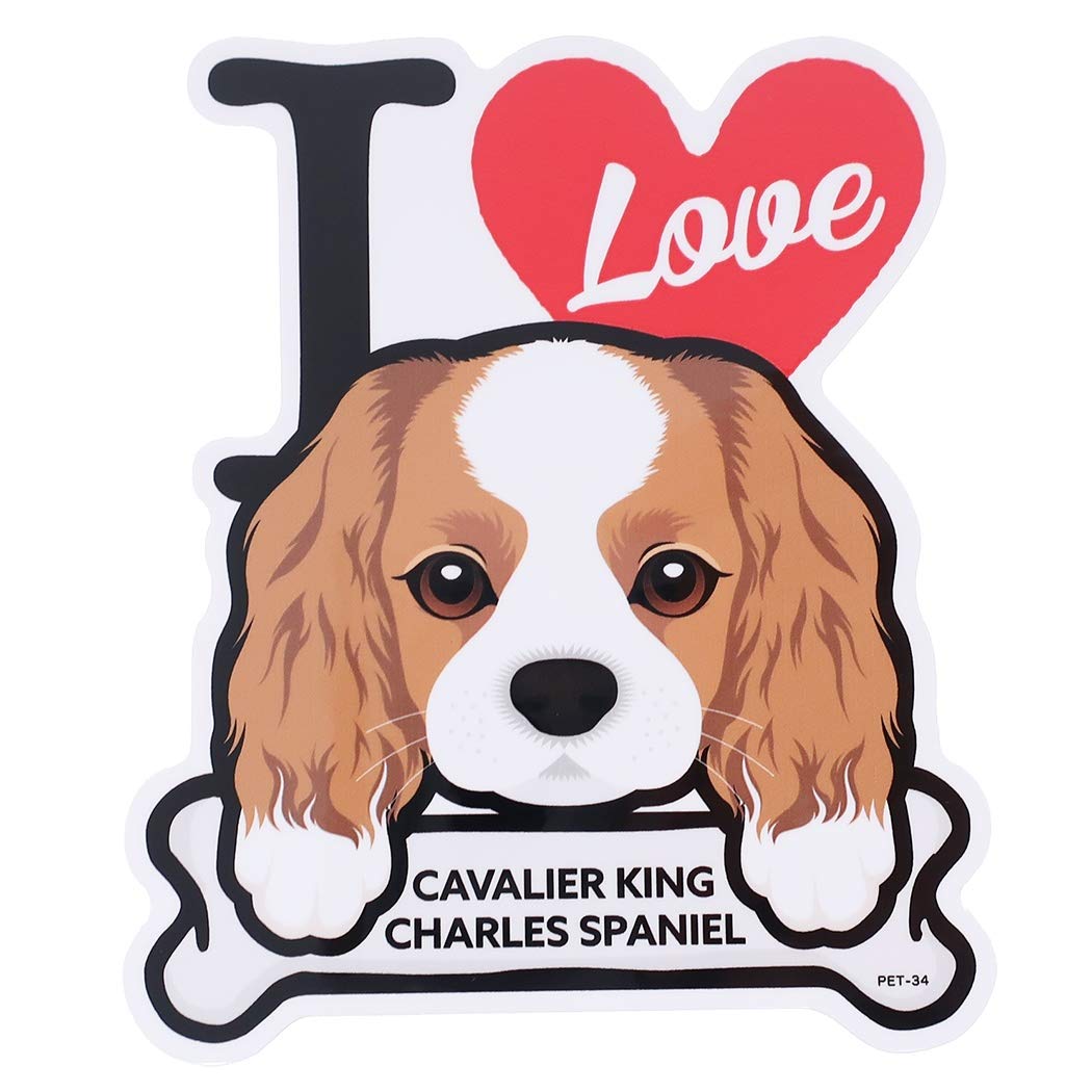 สติ๊กเกอร์ทั่วไป I LOVE DOG Cavalier King Charles Spaniel สติกเกอร์ไวนิล 1 ชิ้น PET-034