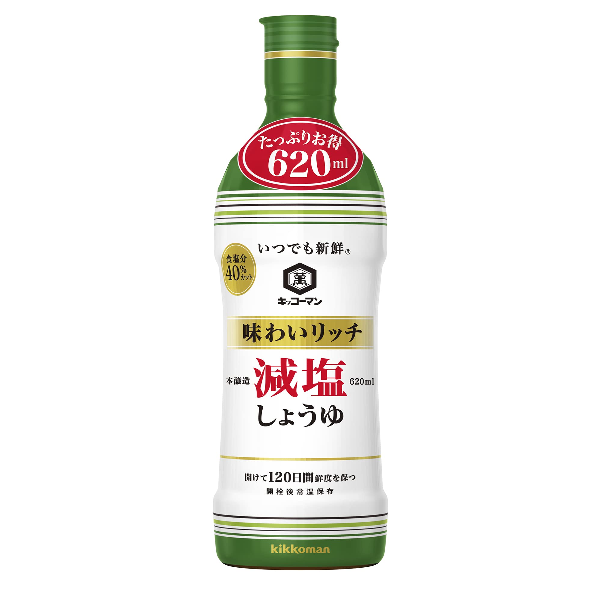 Kikkoman Foods Always Fresh Flavor Rich Low Salt Soy Sauce 620ML
