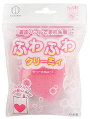 KOKUBO Fluffy Creamy Heart Sponge Face Cleansing Net Pink 1 piece