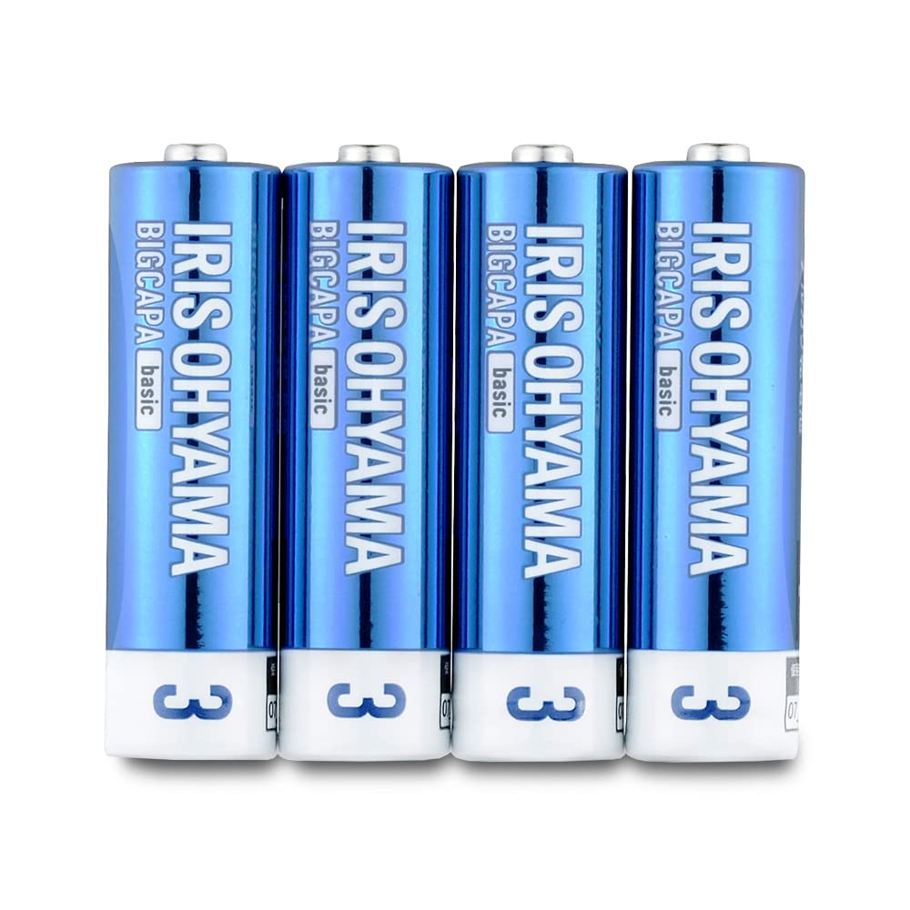Iris Ohyama Dry Batteries AA Alkaline Batteries 4 Batteries AA Alkaline Batteries AA Dry Batteries AA Batteries Bulk Purchase Disaster Prevention Emergency New Life 5 Years Storage BIGCAPA Basic LR6Bb/4P