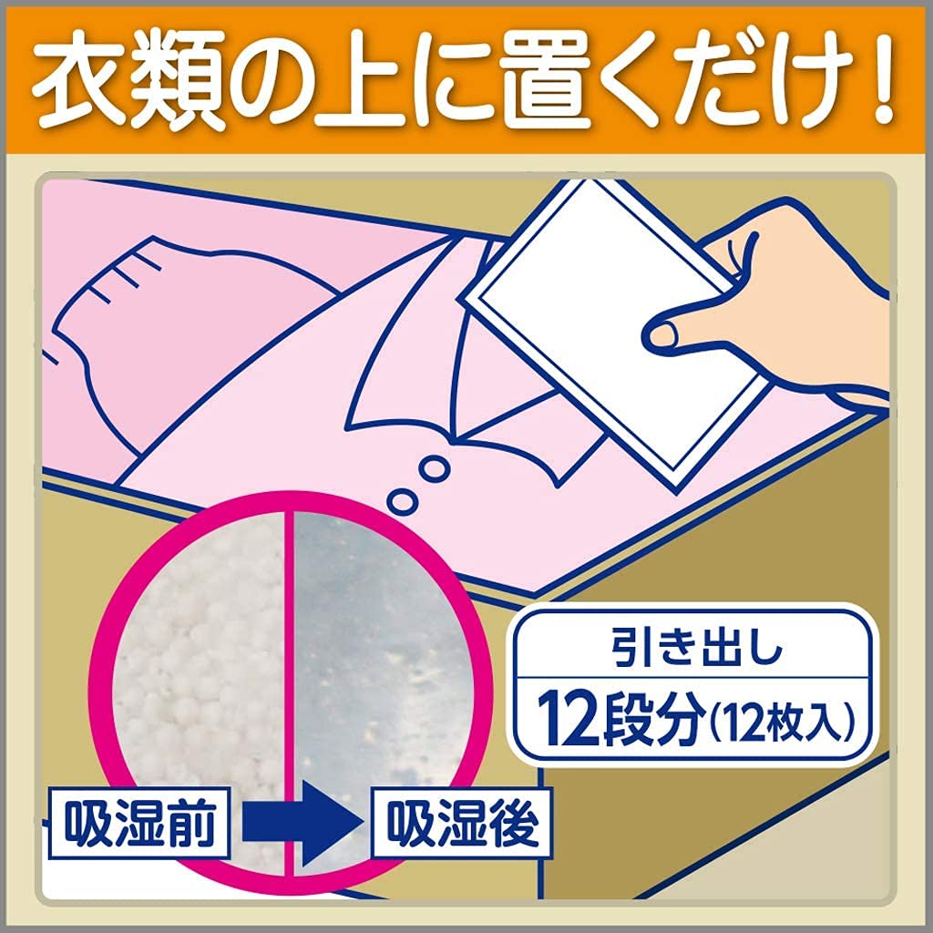 【정리 사】 드라이펫트 제습제 시트 타입 서랍・의상 케이스용 (의류・피제품용) 덕용 12 시트입 25g×12×4개