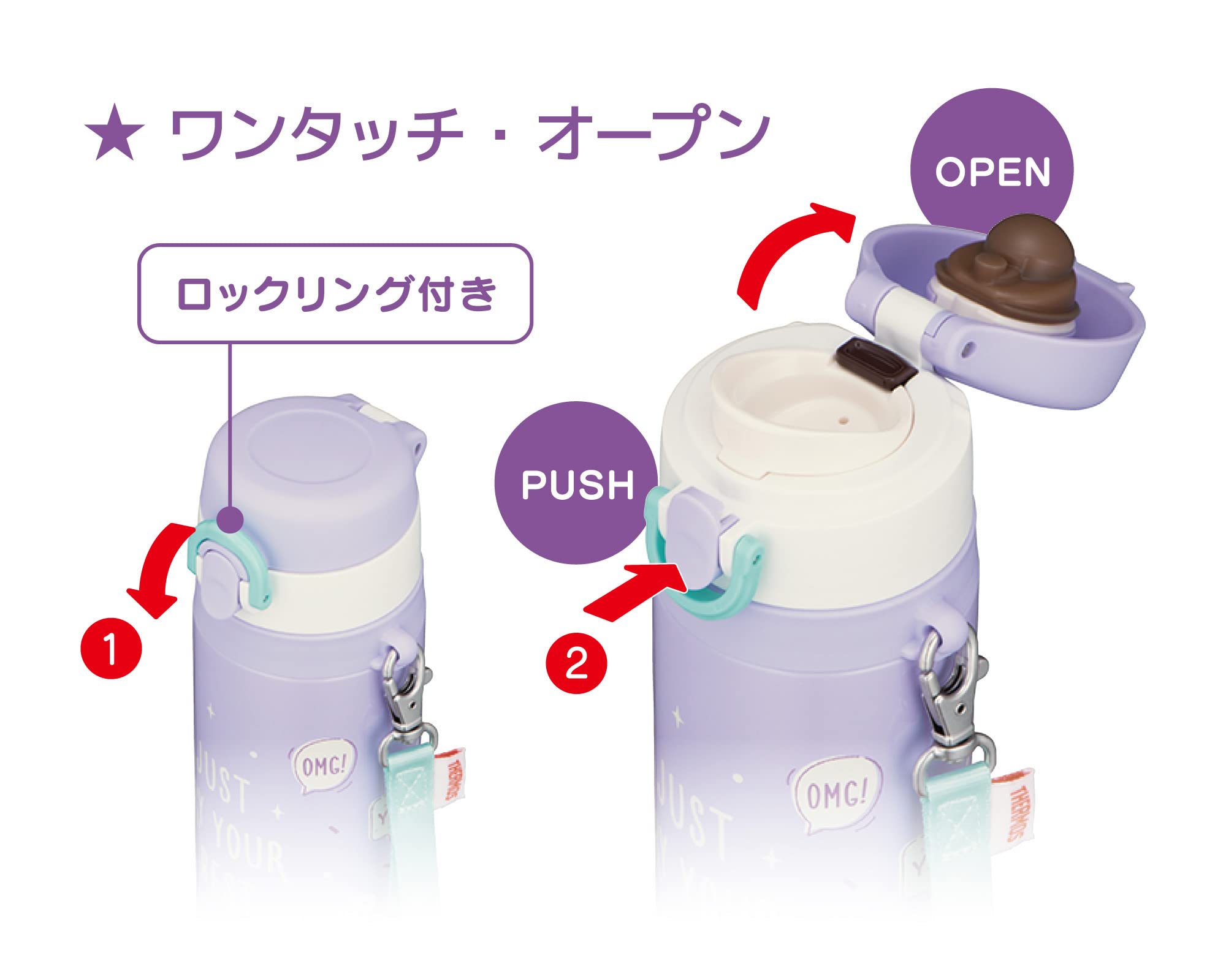 Thermos Water Bottle Vacuum Insulated Mobile Mug 550ml Purple JNT-552 PL