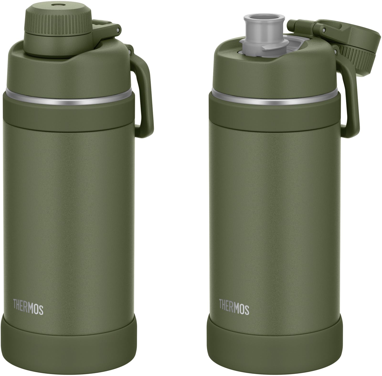 [With handle, dishwasher safe] Thermos water bottle, vacuum insulated sports bottle, 750ml, khaki, convenient carry loop, direct drinking, removable spout for easy cleaning, for cold storage only FJU-750 KKI