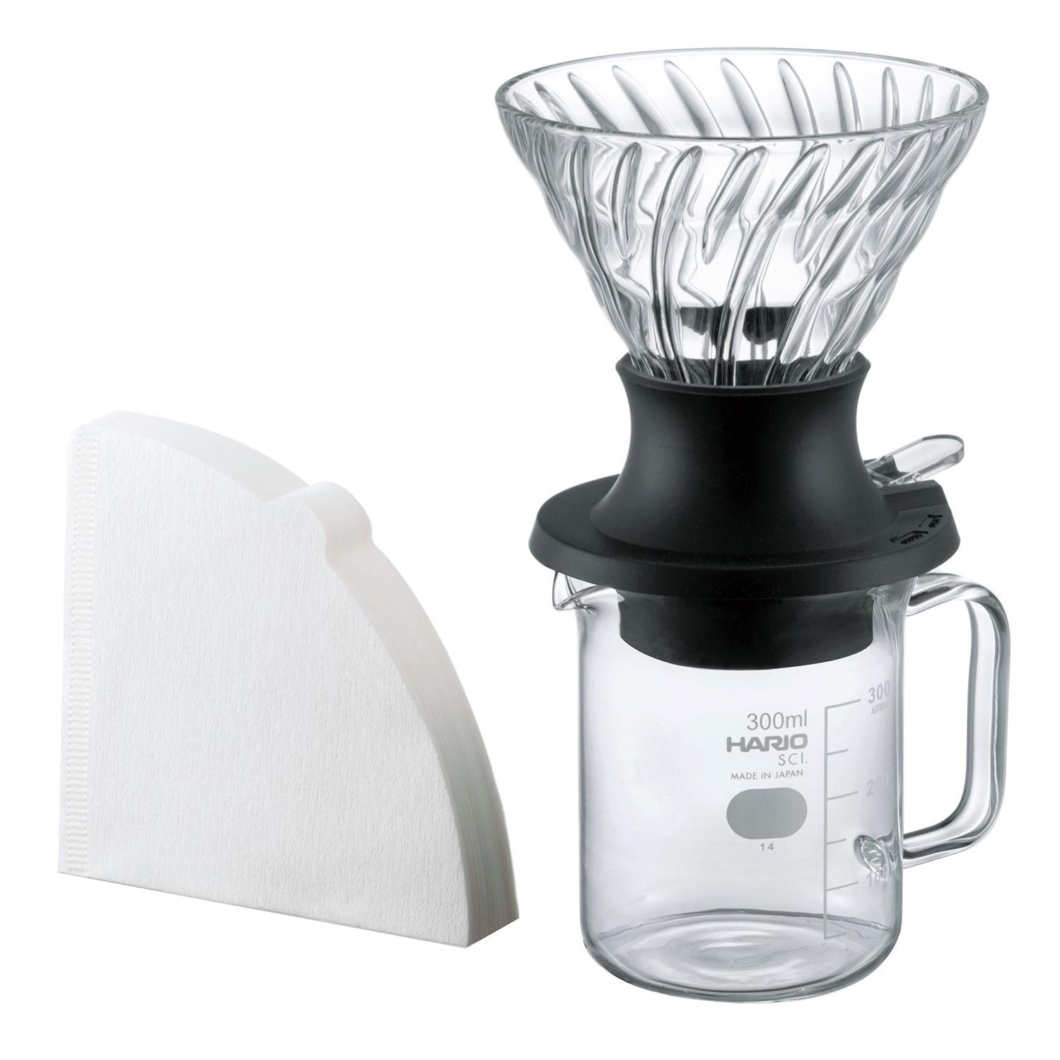 HARIO Immersion Dripper Switch, Easy extraction just by pressing, Yield 200ml, Black, Made in Japan, Server (300ml) Set SSD-5012-B