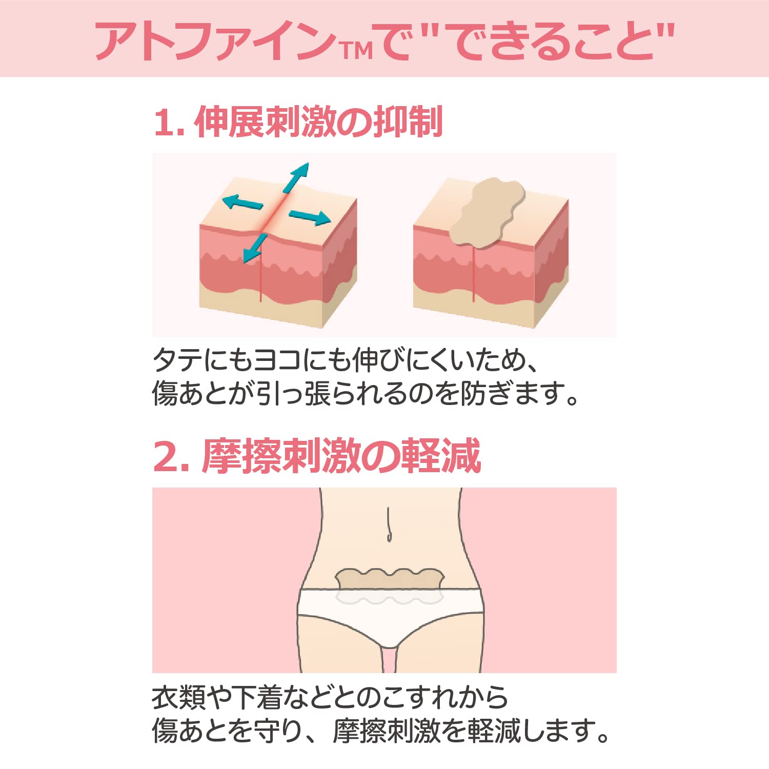 Atofine Scar Care Tape M size 3 pieces Post-surgical scar care (compatible scar size 4-10cm)